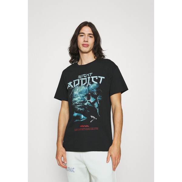 Night Addict SURVIVE T-shirt z nadrukiem black NIJ22O06H-Q11