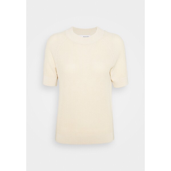 Selected Femme Petite SLFELINA T-shirt z nadrukiem sandshell SEL21D00F-J11