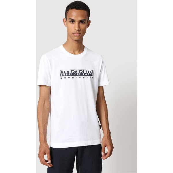 Napapijri SERBER PRINT T-shirt z nadrukiem bright white NA622O05X-A11