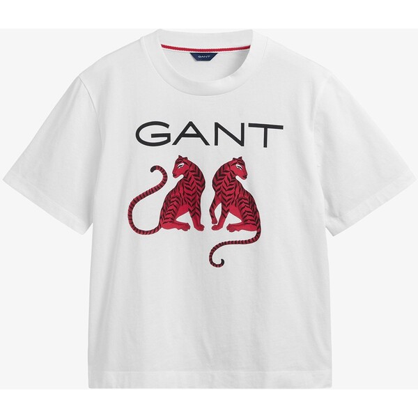 GANT TIGRESS T-shirt z nadrukiem white GA321D06O-A11