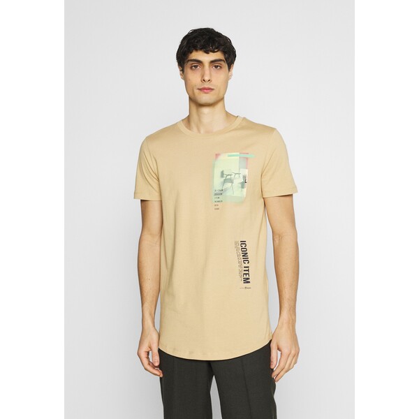 TOM TAILOR DENIM T-shirt z nadrukiem lark beige TO722O120-B11