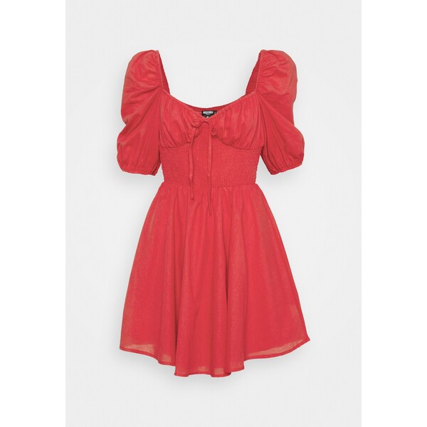 Missguided Petite MILKMAID SHIRRED WAIST DRESS Sukienka letnia red M0V21C0K3-G11