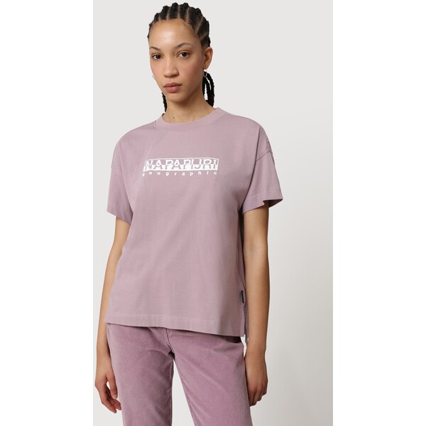Napapijri SEBEL T-shirt z nadrukiem sea fog pink NA621D05A-J11