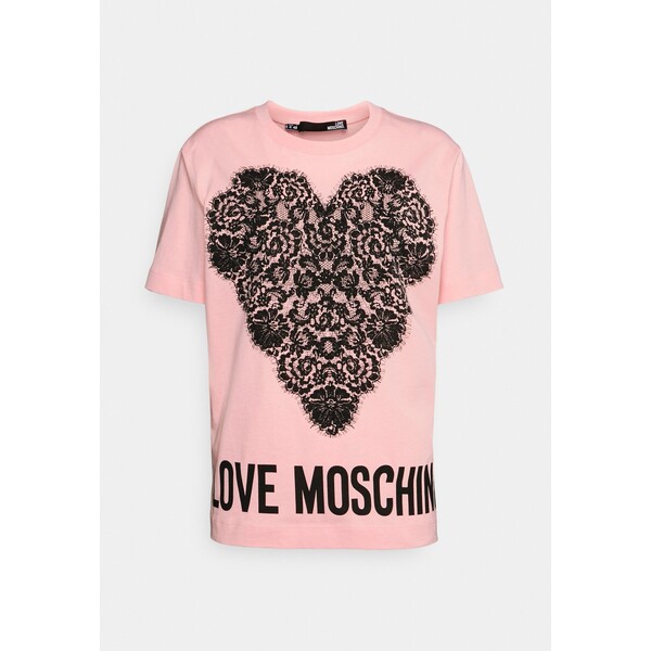 Love Moschino T-shirt z nadrukiem pink LO921D087-J11