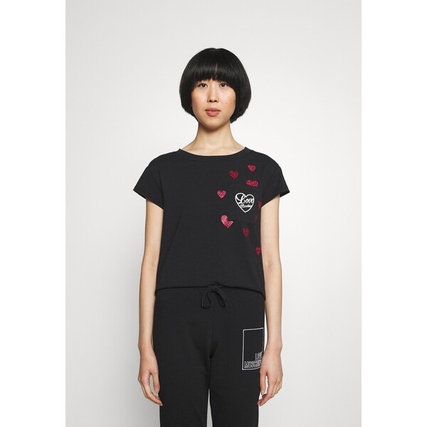 Love Moschino T-shirt z nadrukiem black LO921D06Q-Q11