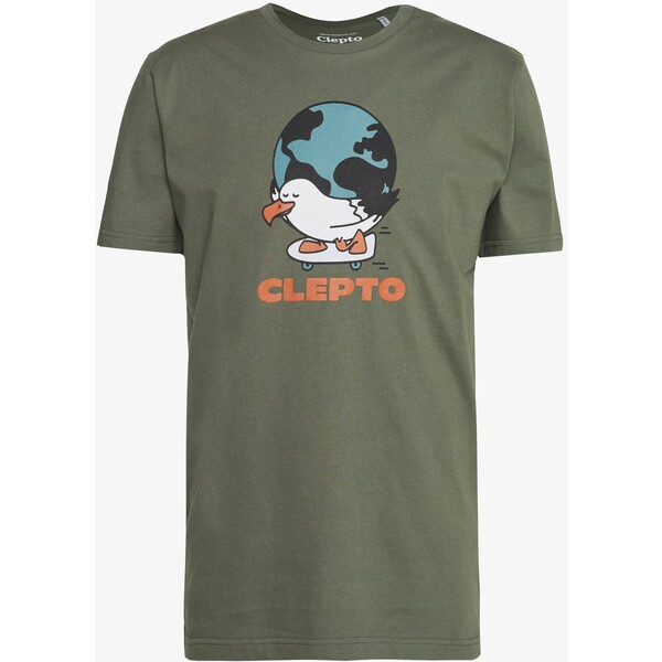 Cleptomanicx GOING ROUND T-shirt z nadrukiem thyme CLB22O042-N11