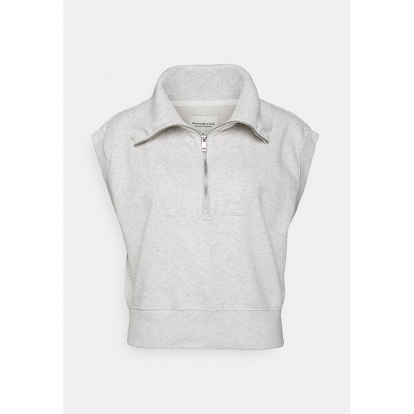 Abercrombie & Fitch CORE HALF ZIP VEST T-shirt z nadrukiem light grey A0F21J04R-C11