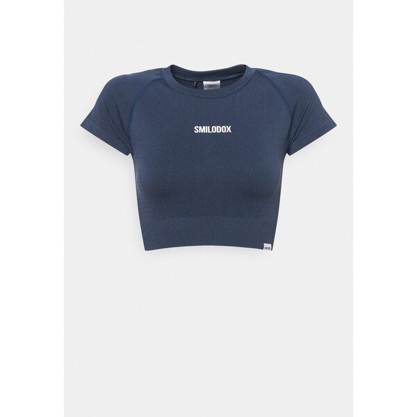 Smilodox SEAMLESS CROPPED T-shirt z nadrukiem blau SMD41D00B-K11