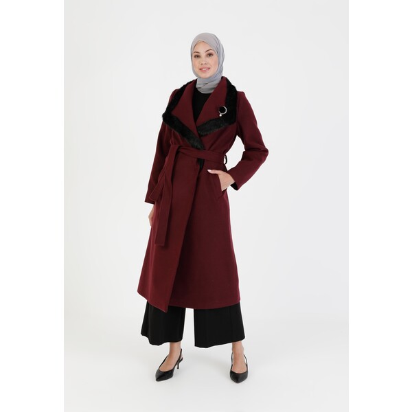Modanisa LAPEL COLLAR LONG DETAILED Klasyczny płaszcz maroon MHR21U000-G11