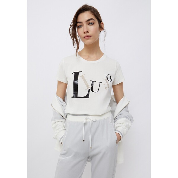 Liu Jo Jeans WITH LOGO T-shirt z nadrukiem white L2521D06C-A11