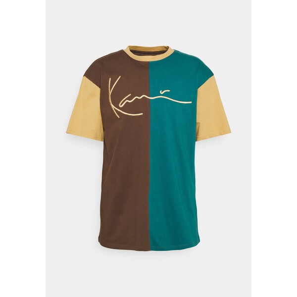 Karl Kani SIGNATURE BLOCK TEE UNISEX T-shirt z nadrukiem brown KK121007W-O11