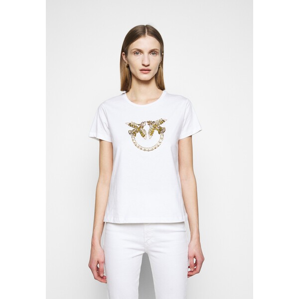Pinko QUENTIN T-shirt z nadrukiem white P6921D036-A11