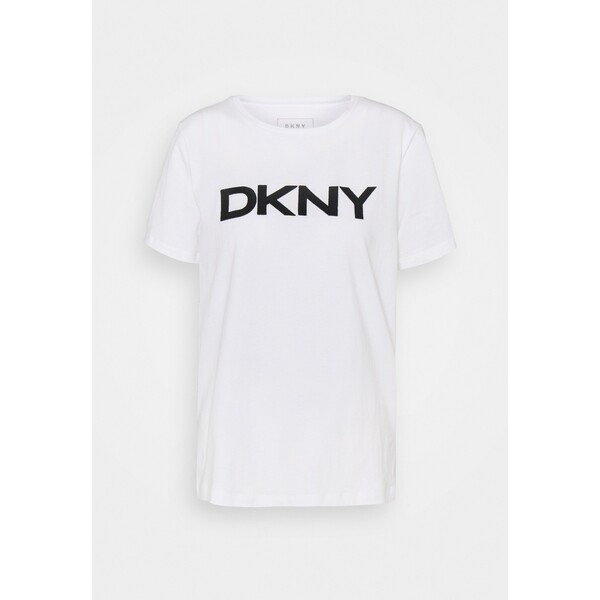 DKNY FOUNDATION LOGO TEE T-shirt z nadrukiem white DK121D011-A11