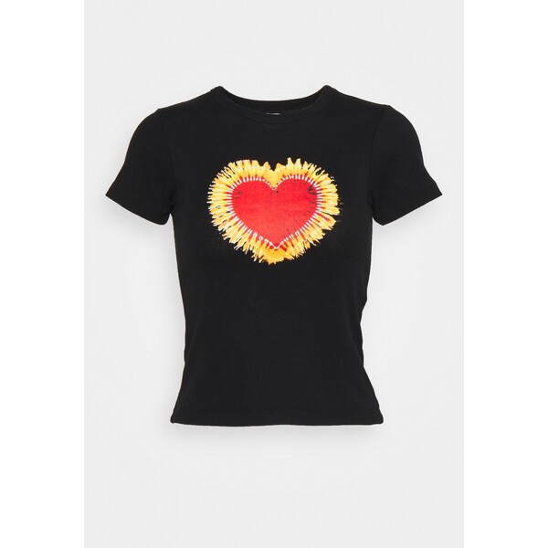 BDG Urban Outfitters HEART BABY TEE T-shirt z nadrukiem black QX721D02T-Q11