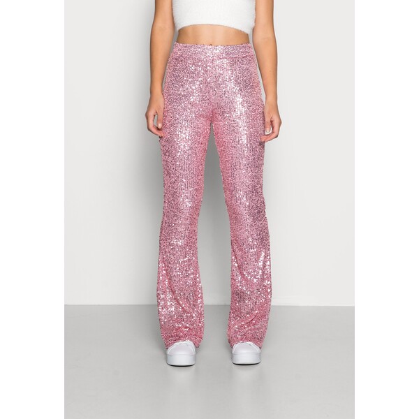 Colourful Rebel JOLIE SEQUINS FLARE PANTS WOMEN Spodnie materiałowe soft pink C5J21A00U-J11
