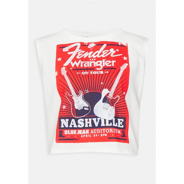 Wrangler SLEEVELESS T-shirt z nadrukiem worn white WR121D05B-A11