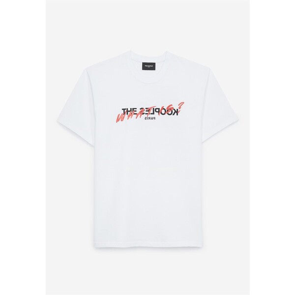 The Kooples WEISSES KÖRPERBETONTES T-SHIRT MIT LOG T-shirt z nadrukiem white THA22O03P-A11