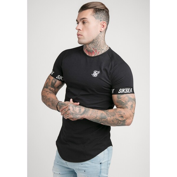 SIKSILK RAGLAN TECH TAPE TEE T-shirt basic black SIF22O0F7-Q11
