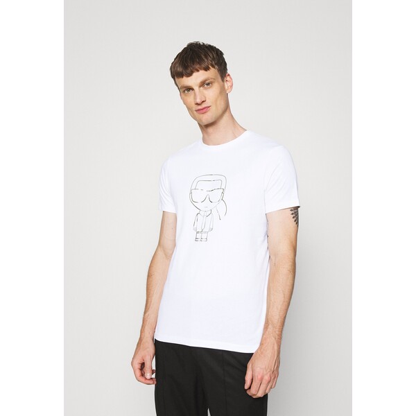 KARL LAGERFELD CREWNECK T-shirt z nadrukiem white/silver K4822O04M-A11