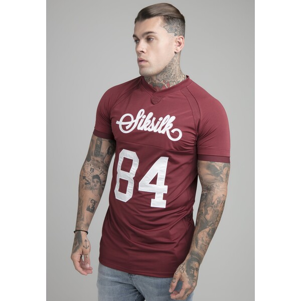 SIKSILK SIKSILK STRETCH SPORTS TEE T-shirt z nadrukiem burgundy & white SIF22O0KQ-G11