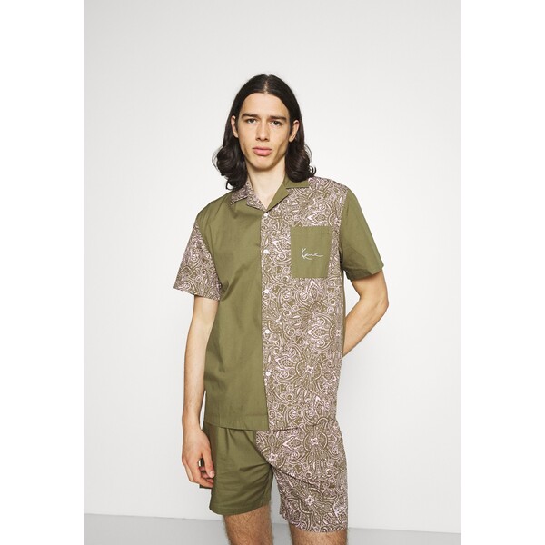 Karl Kani CHEST SIGNATURE PAISLEY BLOCK RESORT SHIRT Koszula sand KK122D019-B11