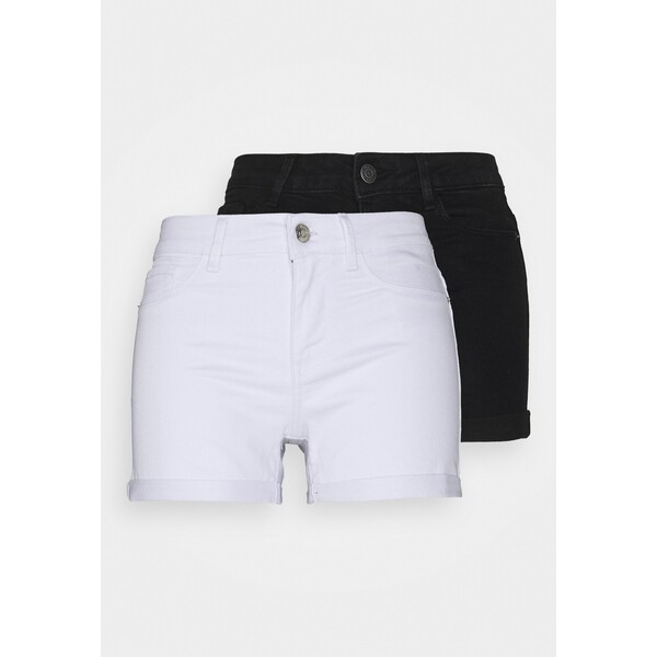 Vero Moda Petite VMHOT SEVEN 2 PACK Szorty jeansowe black/bright white VM021S010-Q11