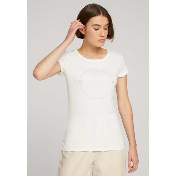 TOM TAILOR DENIM T-shirt z nadrukiem light blue white TO721E0MN-K11