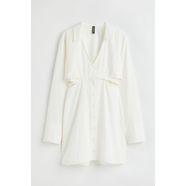 H&M Popelinowa sukienka z bawełny - 1036207002 Biały