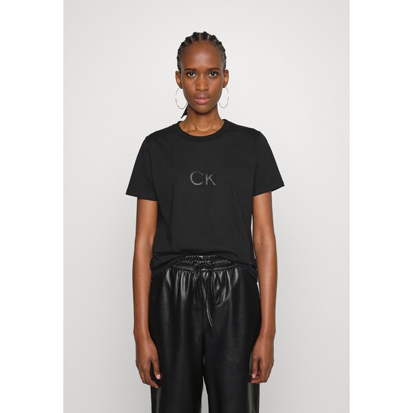 Calvin Klein SHINE LOGO T-shirt z nadrukiem black 6CA21D04H-Q11