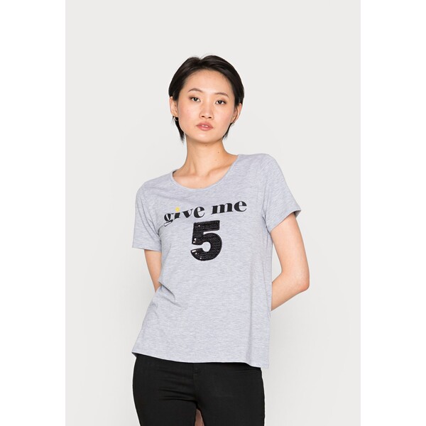 More & More T-shirt z nadrukiem silvergrey melange M5821D0MY-C11