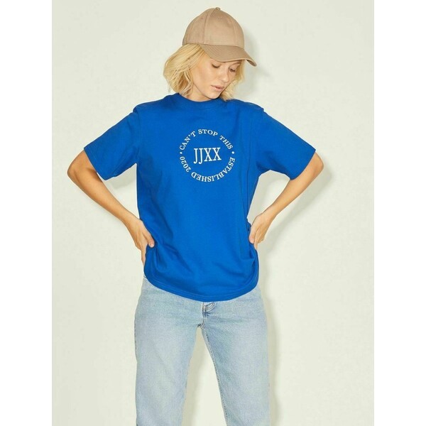 JJXX T-shirt z nadrukiem mottled dark blue JJ621E007-K11