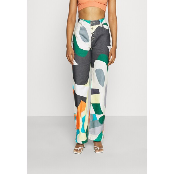 Jaded London HIGH WAIST BOYFRIEND ABSTRACT ART PRINT Jeansy Relaxed Fit multi JL021N01H-T11
