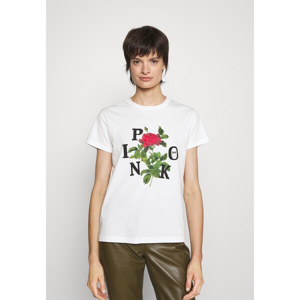 Pinko ARNOS T-shirt z nadrukiem white P6921D03Q-A11