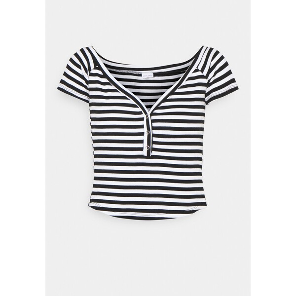LASCANA STREIFEN T-shirt z nadrukiem schwarz/weiß L8321D00K-Q11