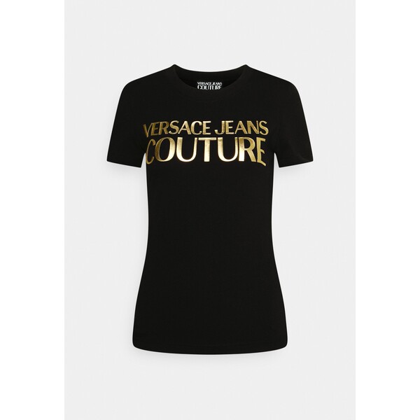 Versace Jeans Couture STRETCH T-shirt z nadrukiem black VEI21D057-Q11