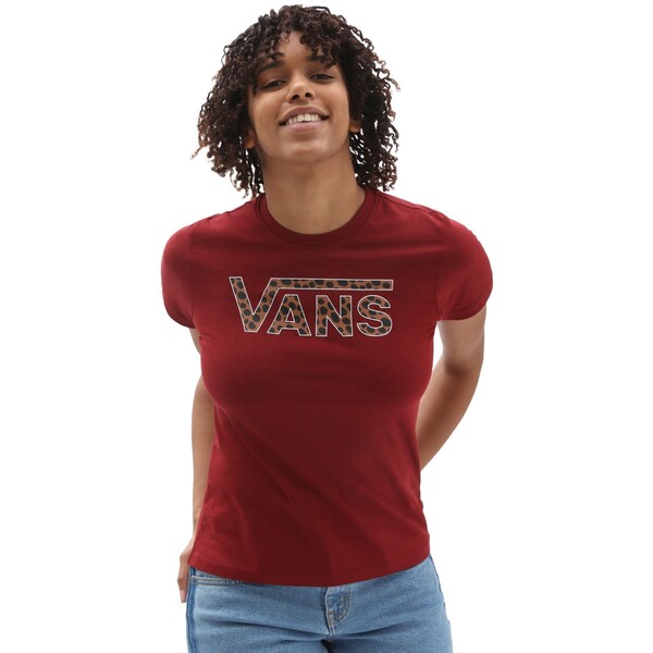 Vans WM ANIMAL V T-shirt z nadrukiem pomegranate VA221D0DO-G11