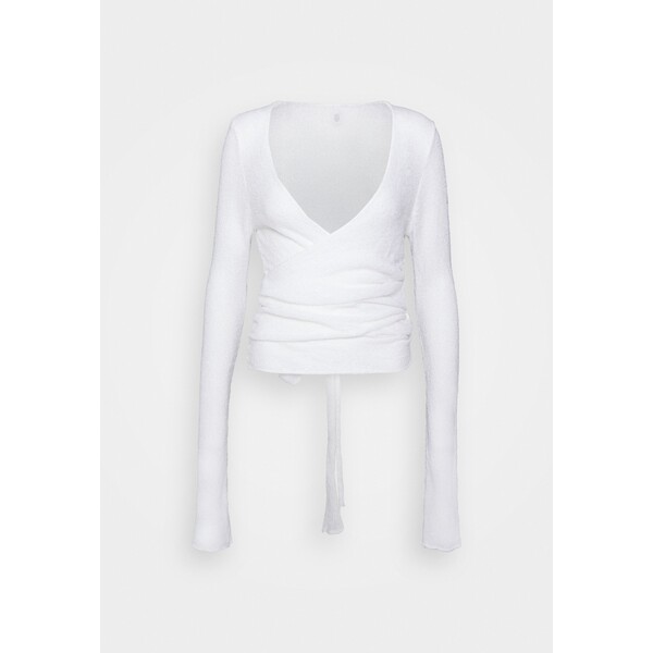 Deha BOUCLE WRAP SWEATER Sweter white 5DE41G02M-A11