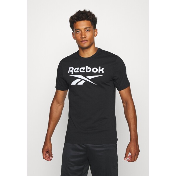 Reebok BIG LOGO TEE T-shirt z nadrukiem black RE542D0P3-Q12