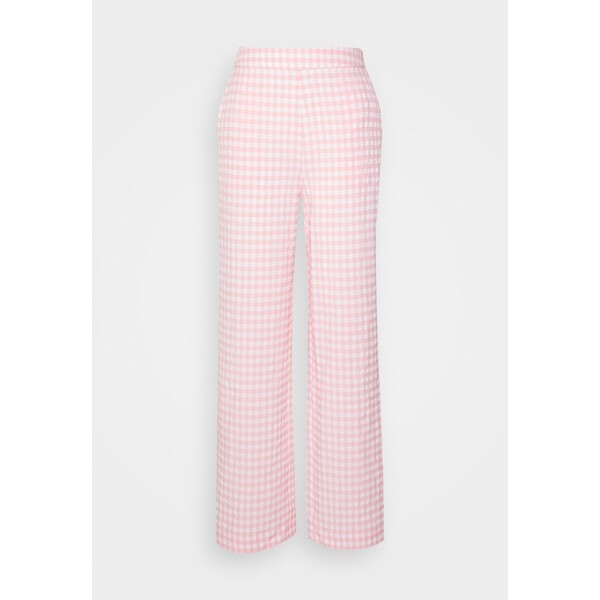 Bruuns Bazaar CHECKA GINGA PANTS Spodnie materiałowe snow white/peach BR321A02Y-J11