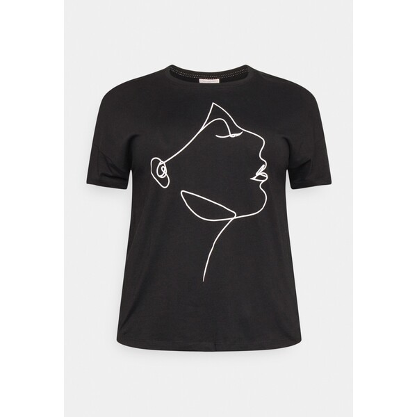 ONLY Carmakoma CARJULE 2/4 BOXY T-shirt z nadrukiem black ONA21D0CA-Q11