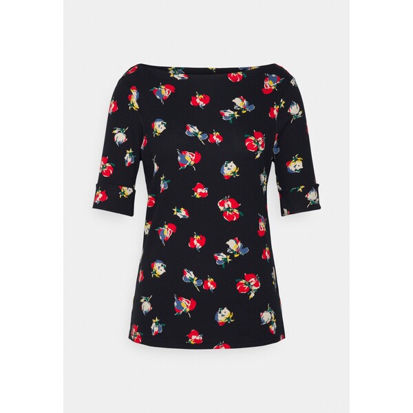 Lauren Ralph Lauren FLORAL-PRINT BOATNECK TOP T-shirt z nadrukiem black/red L4221D0H3-Q11