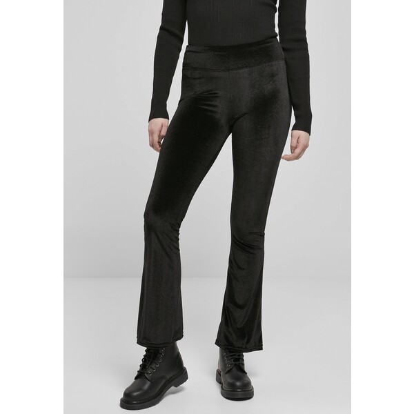 Urban Classics LADIES HIGH WAIST VELVET BOOT CUT LEGGINGS Spodnie materiałowe black UR621A04N-Q11