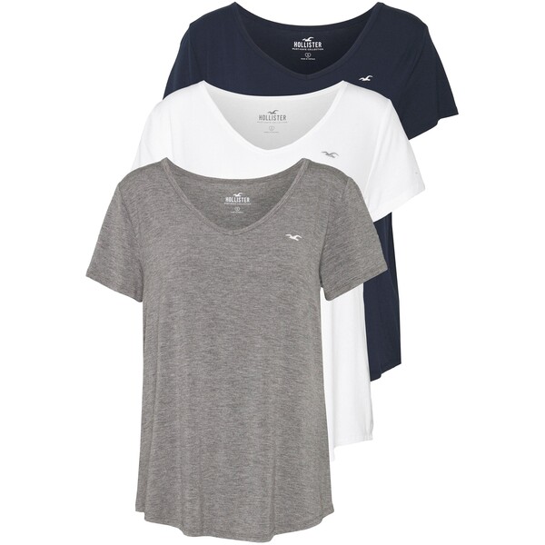 Hollister Co. EASY BASIC 3 PACK T-shirt basic white/grey/navy H0421D06S-A12