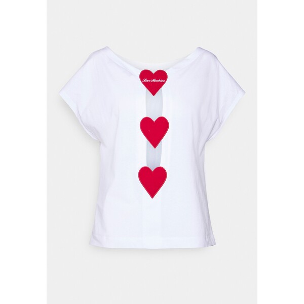 Love Moschino T-shirt z nadrukiem optical white LO921D089-A11