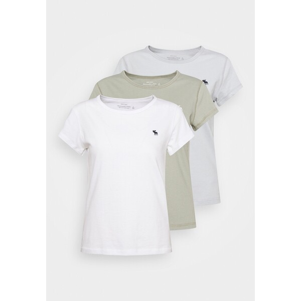 Abercrombie & Fitch CREW 3er PACK T-shirt basic green/white/light blue A0F21D0JT-A11
