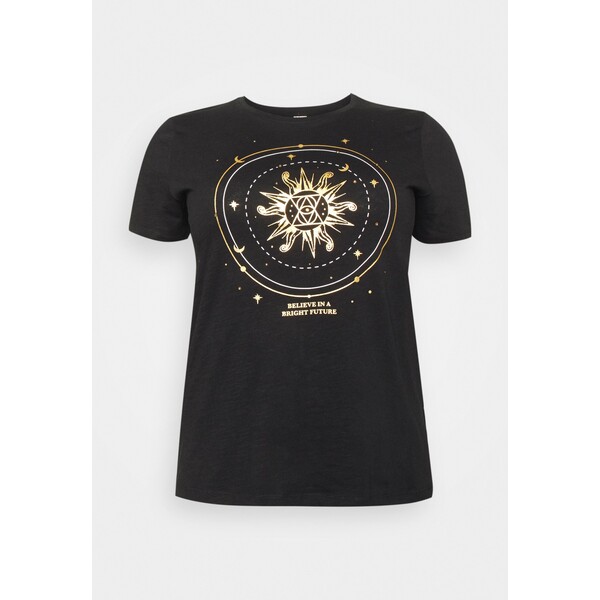ONLY Carmakoma CARSILLE TEE T-shirt z nadrukiem black ONA21D0CC-Q11