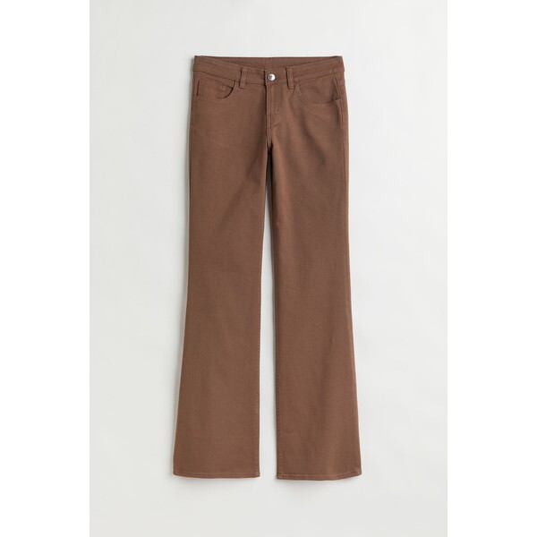 H&M Rozszerzane spodnie z diagonalu Low Waist - 1044156004 Brązowy