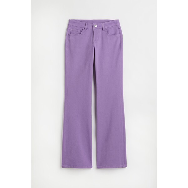 H&M Rozszerzane spodnie z diagonalu Low Waist - 1044156004 Fioletowy