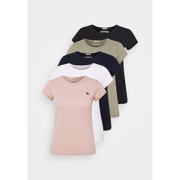 Abercrombie & Fitch 5 PACK T-shirt basic white/black/pink/olive/navy A0F21D069-A11