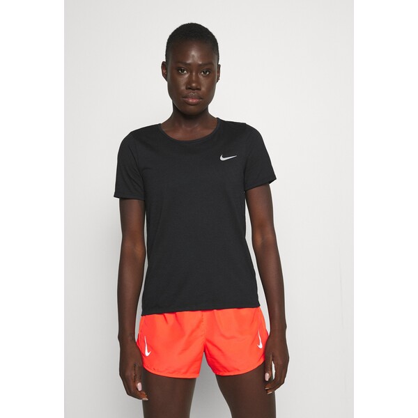 Nike Performance RUN T-shirt basic black/bright crimson/silver N1241D1KW-Q11